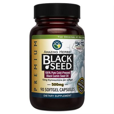 Amazing Herbs Premium Black Seed Oil Capsules - Gluten Free, Non GMO, Cold Pressed Nigella Sativa Aids in Digestive Health, Immune Support- 90 Count, (Pack of 2) (90 Count (Pack of 1))