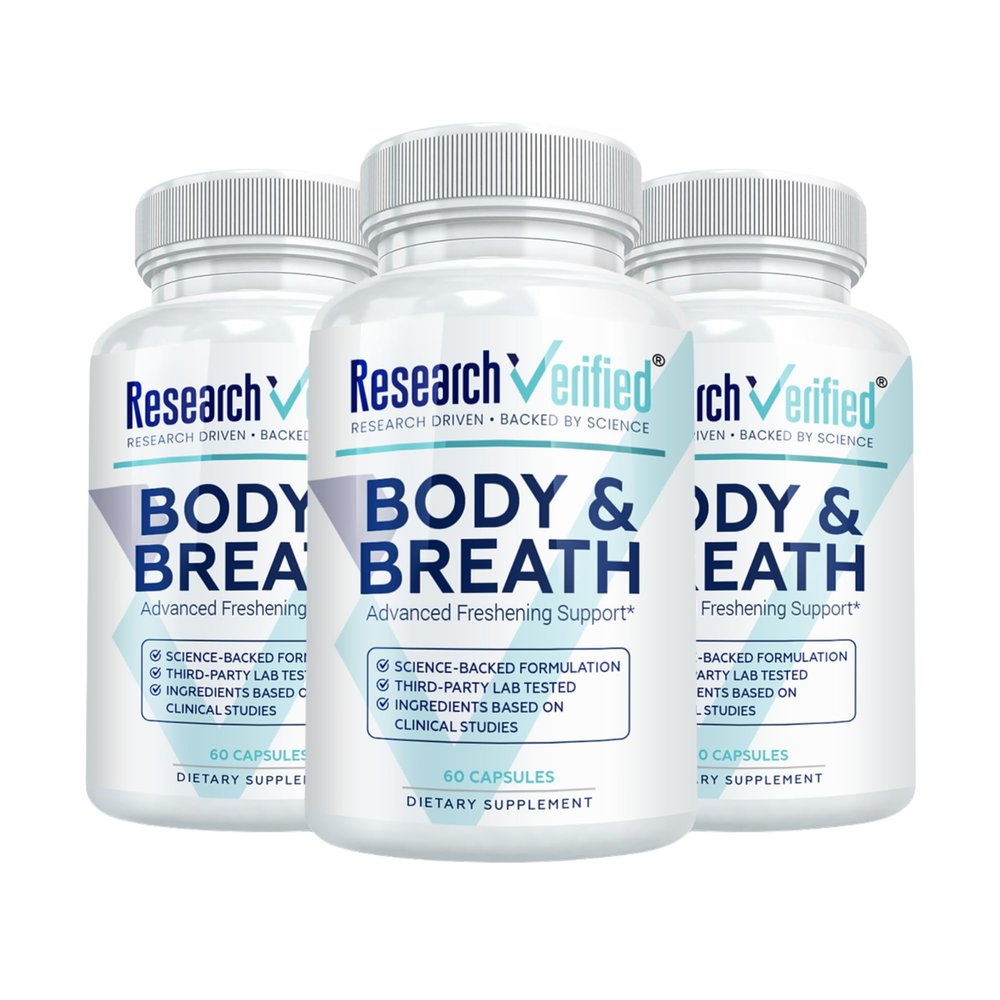 Research Verified Body & Breath Natural Deodorant & Freshener - Bad Breath & Body Odor Supplement - 60 Count (3 Months Supply)