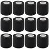 12 Pieces Self Adhesive Bandage Wrap Tape Stretch Self Adherent Cohesive Toe Tape for Sports, Wrist, Ankle, 5 Yards Each (Black, 2 Inches) view 1