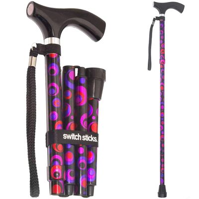 Switch Sticks Walking Cane for Men or Women, Foldable and Adjustable from 32-37 Inches, FSA and HSA Eligible, Circles