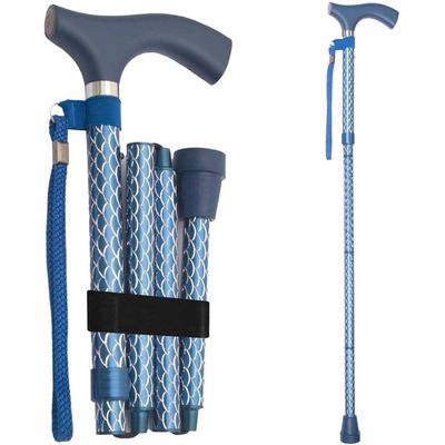 Switch Sticks Walking Cane for Men or Women, Foldable and Adjustable from 32-37 Inches, FSA and HSA Eligible, Engraved Azure