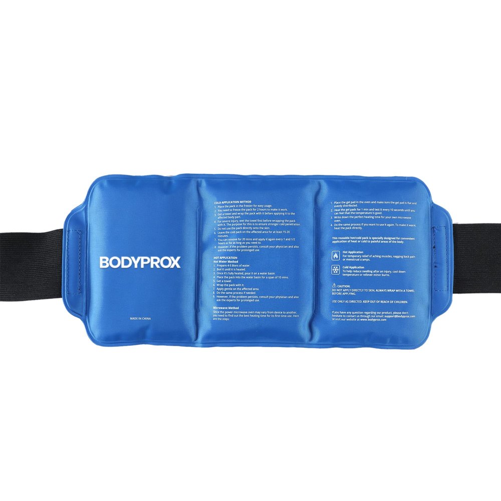BODYPROX Pain Relief Ice Pack with Strap for Hot & Cold Therapy, Microwave Heat Pad for Back Shoulder, Neck, Waist, Calves and Hip