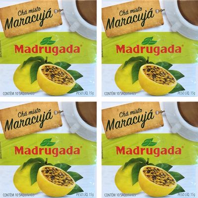 Passion Fruit Tea 10 tea bags - Ch de Maracuj 10 sachs - Madrugada - 0.5oz (15g) GLUTEN FREE - (PACK OF 04)
