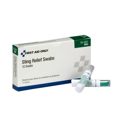 First Aid Only 19-001 Sting Relief Swabs, 4" x 2.25" x 0.75", 10 Count