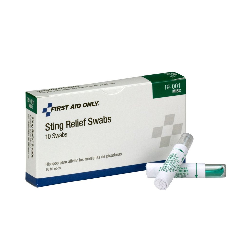 First Aid Only 19-001 Sting Relief Swabs, 4" x 2.25" x 0.75", 10 Count