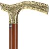 Premium Brass Fritz Handle Walking Cane  Brown Beechwood Shaft  Elegant Carved Brass Scroll Design  Stylish Canes for Men and Canes for Women  38" Length  250 lb Capacity view 2