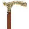 Premium Brass Fritz Handle Walking Cane  Brown Beechwood Shaft  Elegant Carved Brass Scroll Design  Stylish Canes for Men and Canes for Women  38" Length  250 lb Capacity view 3