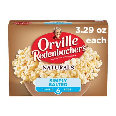 Orville Redenbachers Microwave Popcorn, Naturals Simply Salted Popcorn, 3g Fiber Per Serving, 3.3 oz., 6-Count