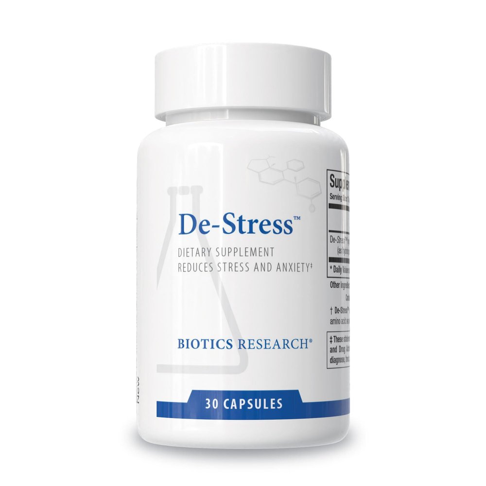 BIOTICS RESEARCH De-Stress Patented Nutrient Designed to Support Calmness, Healthy Sleep Habits, All-Natural Supports Mental Wellness & Calm. 30 Capsules