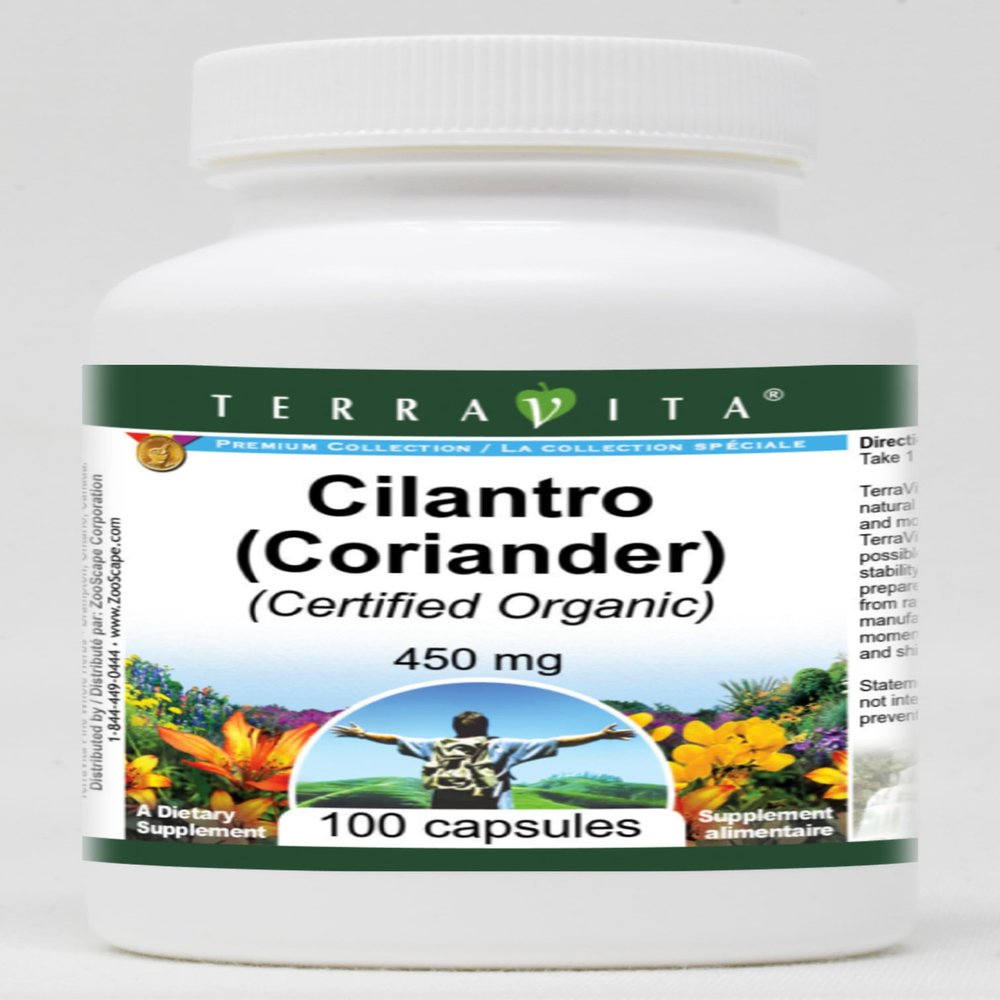 Cilantro (Coriander) (Certified Organic) - 450 mg (100 Capsules, ZIN: 517612)