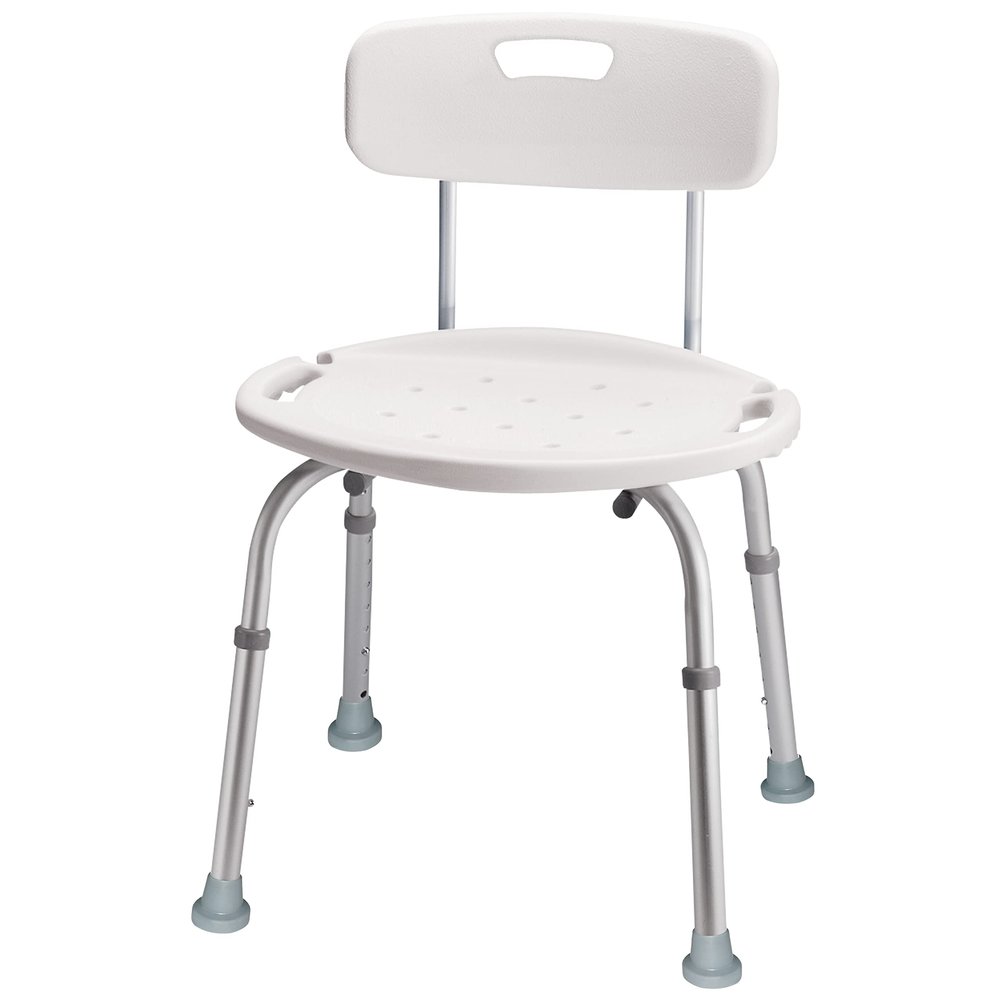 Carex Bath Chair and Shower Chair with Back - Shower Seat for Elderly, Handicap, and Disabled, 300lbs, Easy Assembly, White