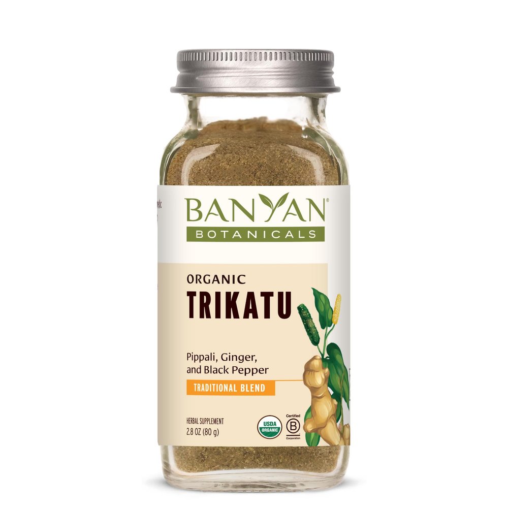 Banyan Botanicals Trikatu Powder  Organic Ayurvedic Digestive Supplement  Ginger, Pippali, and Black Pepper  Kindles Healthy Digestion*  2.8 oz.  Non-GMO Sustainably Sourced Vegan
