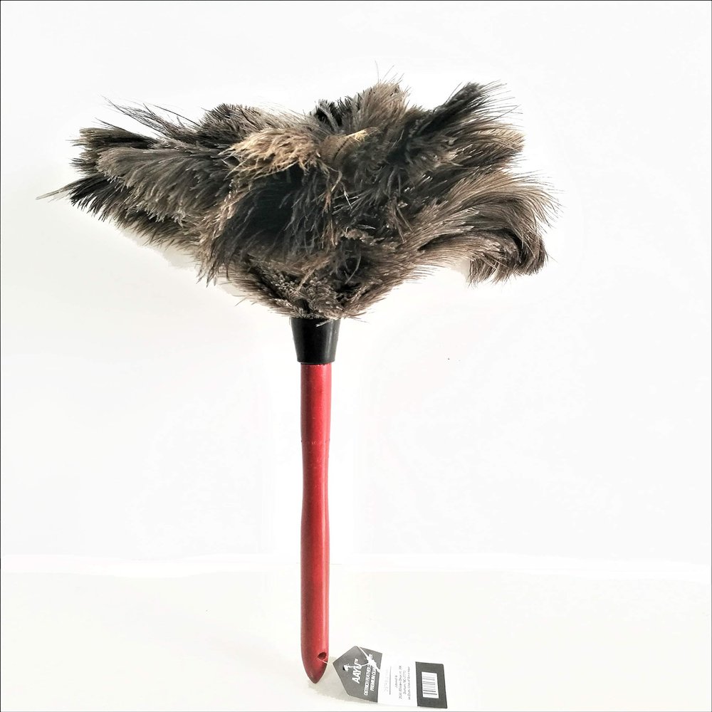 18" Feather Duster Wooden Handle | Natural for Cleaning and Moping 18-20" Inch Genuine Ostrich Feathers, Easy to Clean Reuse