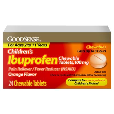 GoodSense Children's Ibuprofen Chewable Tablets, 100 mg, 24 Count, Pain Reliever and Fever Reducer (NSAID), Temporarily Reduces Fever and Relieves Minor Aches and Pain