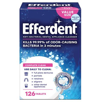 Efferdent Anti-Bacterial Denture Cleanser, Tablets - 126 Each, Pack of 5