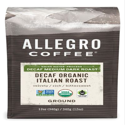 Allegro Coffee Decaf Organic Italian Roast Ground Coffee, 12 Ounce (Pack of 1)