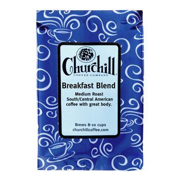 Churchill Coffee Breakfast Blend 10 Portioned Packs -1.5 oz each - Ground Unflavored Coffee