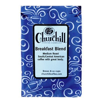 Churchill Coffee Breakfast Blend 10 Portioned Packs -1.5 oz each - Ground Unflavored Coffee