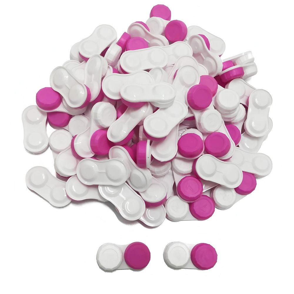 Dhoptical 100pcs contact lens case L/R Contact Lens Holder Box Left/Right Eyes Contact Lens Container (100pcs red)