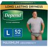 Depend FIT-FLEX Incontinence Underwear for Men, Maximum Absorbency, Disposable, Large, Grey, 52 Count (2 Packs of 26) (Packaging May Vary) view 1