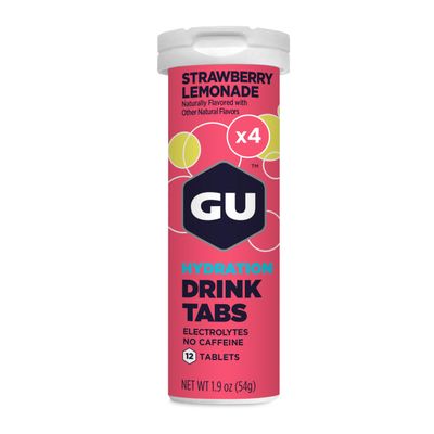 GU Energy Hydration Electrolyte Drink Tablets, Enhanced Endurance Sports Drink for Running, Cycling, Triathlon, 4-Count (48 Servings), Strawberry Lemonade