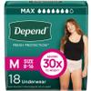 Depend Fresh Protection Adult Diapers, Incontinence & Postpartum Bladder Leak Underwear for Women, Disposable, Maximum, Medium, Blush, 18 Count, Packaging May Vary view 1