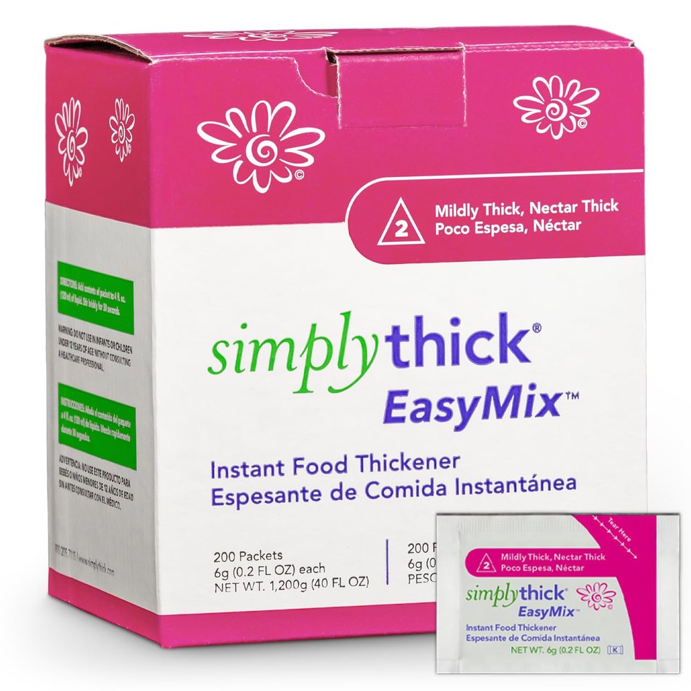 SimplyThick EasyMix | 200 Count of 6g Individual Packets | Gel Thickener for those with Dysphagia & Swallowing Disorders | Creates An IDDSI Level 2 Mildly Thick (Nectar Consistency)
