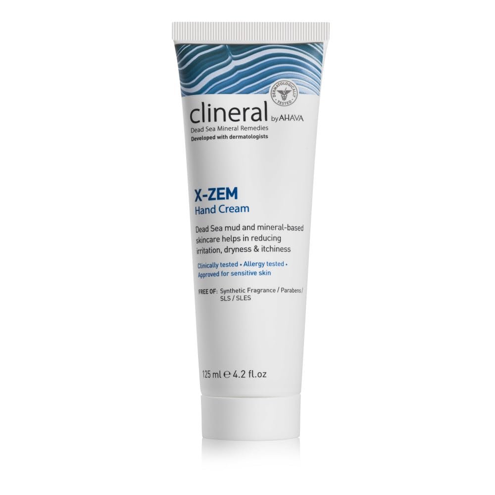 AHAVA Clineral X-Zem Hand Cream - Relieves discomfort from dermatitis, fights redness, dryness & itchiness, softens dry & rough patches, with Hippophae Oil, Shea Butter & Osmoter, 4.2 Fl.Oz