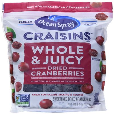 Ocean Spray Whole Craisins Dried Cranberries (64 Oz),64 Ounce (Pack of 36)