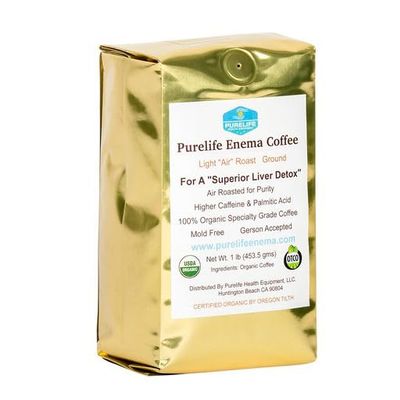 Purelife Enema Coffee - Organic - Light "Air" Roast - Ground - Third Party Lab Tested - No Contaminants Gerson Approved - Gerson Accepted