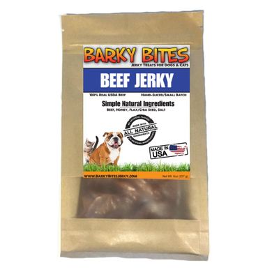 Barky Bites All Natural Beef Jerky Dog Treats - 8 oz - Real Steak - No Fillers