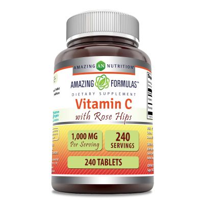 Amazing Formulas Vitamin C with Rose HIPS Supplement | 1000 Mg | 240 Tablets | Non-GMO | Gluten-Free | Made in USA