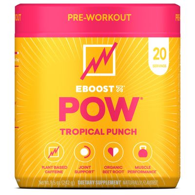 EBOOST POW Natural Pre Workout Powder  20 Servings - Tropical Punch - A Pre Workout Supplement for Performance, Joint Mobility Support, Energy, Focus - Men & Women - Non-GMO, Gluten-Free, No Creatine