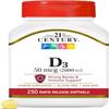 21st Century D3 2000 IU Softgels, 250 Count view 1