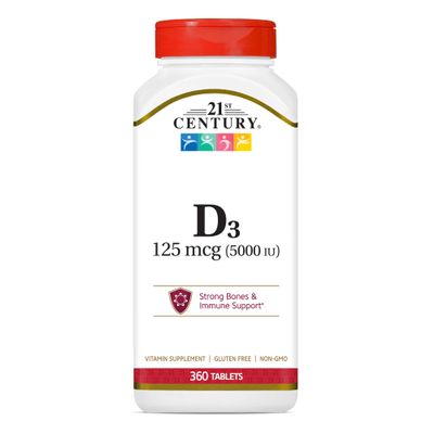 21st Century D3 5000 IU Tablets, 360 Count (Pack of 1)