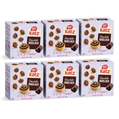 Katz Gluten Free Chocolate Rugelech | Dairy Free, Nut Free, Soy Free, Gluten Free | Kosher (6 Packs of 8 Rugelech, 7 Ounce Each)