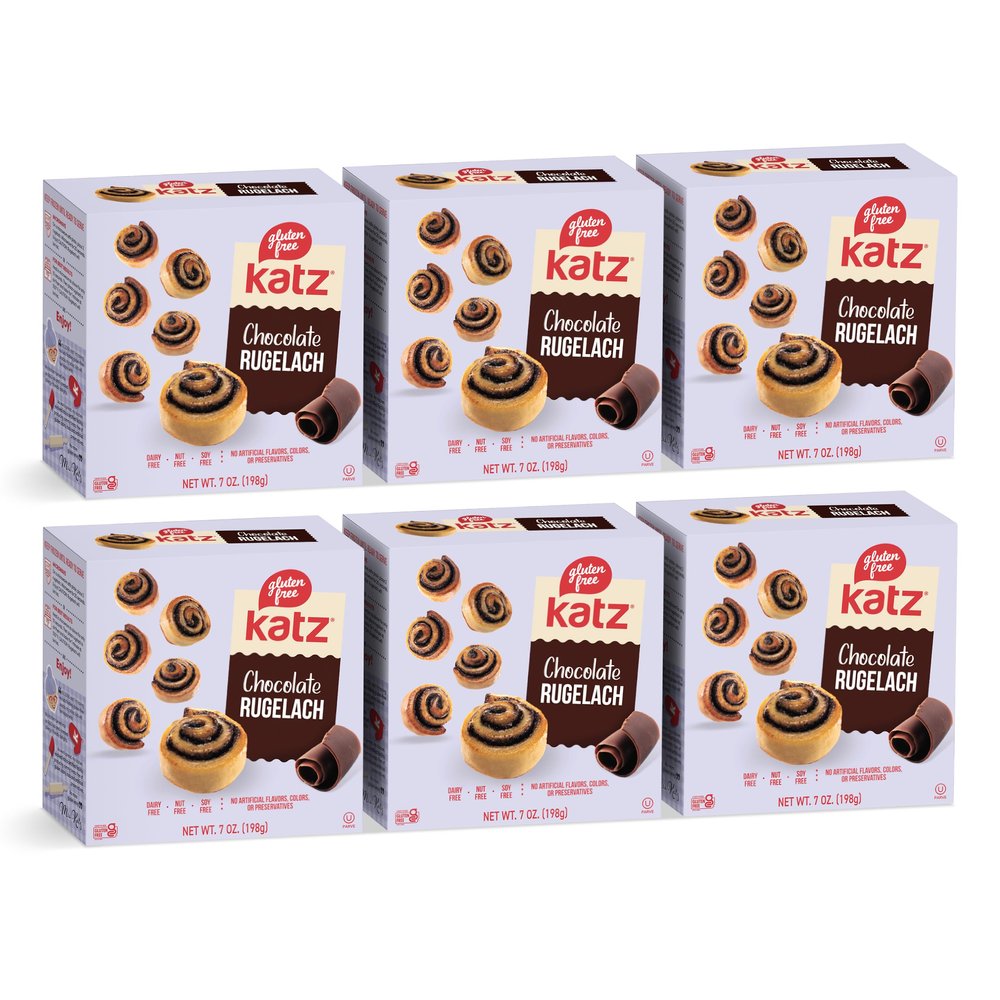 Katz Gluten Free Chocolate Rugelech | Dairy Free, Nut Free, Soy Free, Gluten Free | Kosher (6 Packs of 8 Rugelech, 7 Ounce Each)