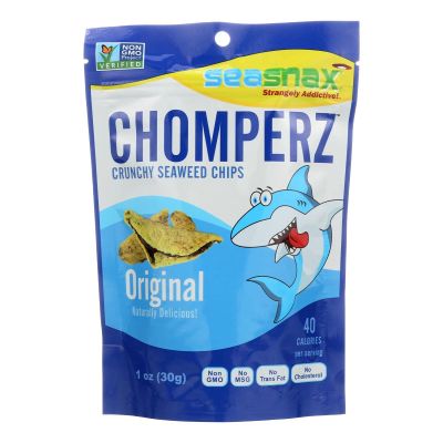 Seasnax Chomperz Crunchy Barbecue Seaweed Chips, 1 Ounce -- 8 per case. by SeaSnax