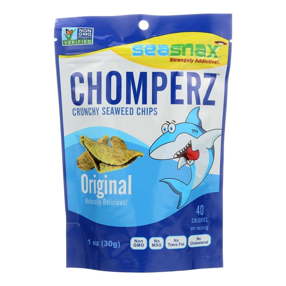 Seasnax Chomperz Crunchy Barbecue Seaweed Chips, 1 Ounce -- 8 per case. by SeaSnax