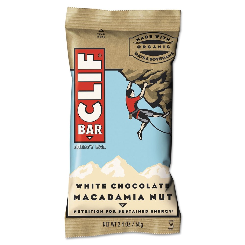 CLIF Bar 161009 Energy Bar, White Chocolate Macadamia Nut, 2.4oz, 12/Box