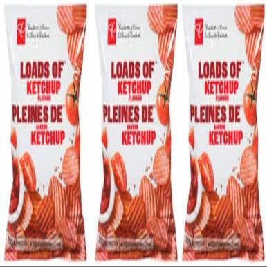 Canadian President's Choice Loads of Ketchup Flavour Chips [3 Large Bags] by President's Choice