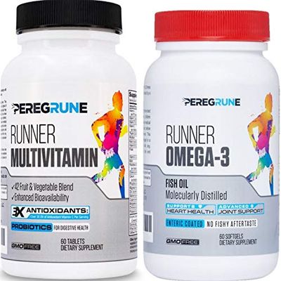 PEREGRUNE Runner Multivitamin & Omega-3 Bundle | Designed for Runners with Antioxidants & Complete B-Complex to Support Energy & Recovery | Omega-3 to Support Heart & Joint Health | Non-GMO