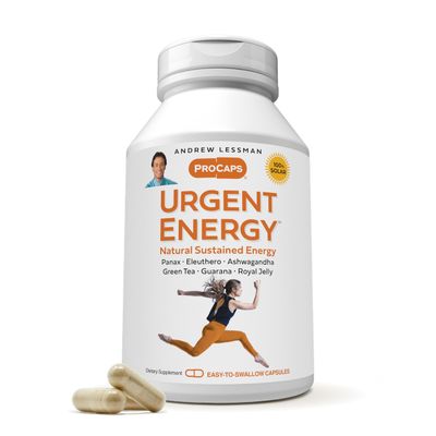 ANDREW LESSMAN Urgent Energy 30 Capsules - Provides a Safe, Healthy Means of Enhancing Energy Levels and Feelings of Well-Being, Green Tea, Guarana, Ginseng, Royal Jelly, Ashwagandha, B-Complex