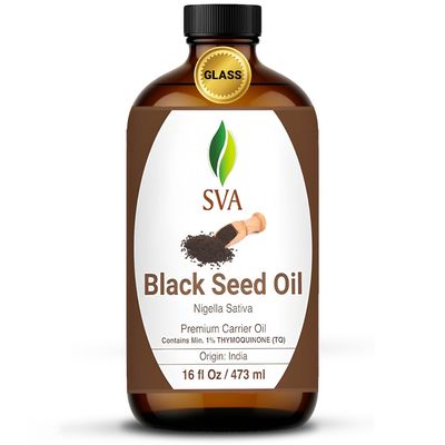 SVA Black Seed Oil - 16 Fl Oz  100% Natural Cold Pressed Black Seed Oil - for Face, Skin Care, Hair Care, Scalp Massage & Body Massage  Carrier Oil