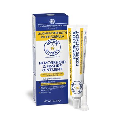 Doctor Butlers Hemorrhoid & Fissure Ointment  Hemorrhoid Treatment and Hemorrhoid Cream with Lidocaine and Phenylephrine HCI for Fast Acting Relief of Pain, Swelling, Discomfort, and Itching (1 oz.)