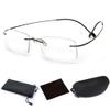 Ultra Lightweight Titanium Alloy Flex Arm Bendable Flexible Rimless Rectangle Reading Glasses Men Women Eye Glasses Clear Vision Magnifying Presbyopic Glasses Black with Portable Eyewear Case (2.0X) view 1