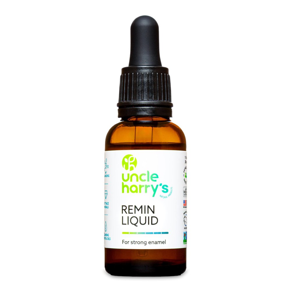 Uncle Harry's Natural & Fluoride-Free Remineralization Liquid for Tooth Enamel - Freshens Breath & Strengthens Teeth (1 oz Glass Dropper)