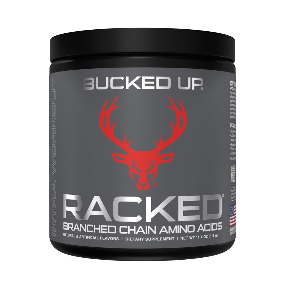 Bucked Up- BCAA RACKED Branch Chained Amino Acids | L-Carnitine, Acetyl L-Carnitine, GBB | Post Workout Recovery, Protein Synthesis, Lean Muscle BCAAs That You Can Feel! 30 Servings (Blood Raz)