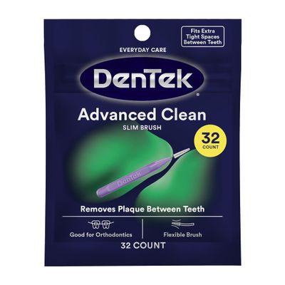 DenTek Slim Brush Advanced Clean Interdental Cleaners, Extra Tight, 32 Count