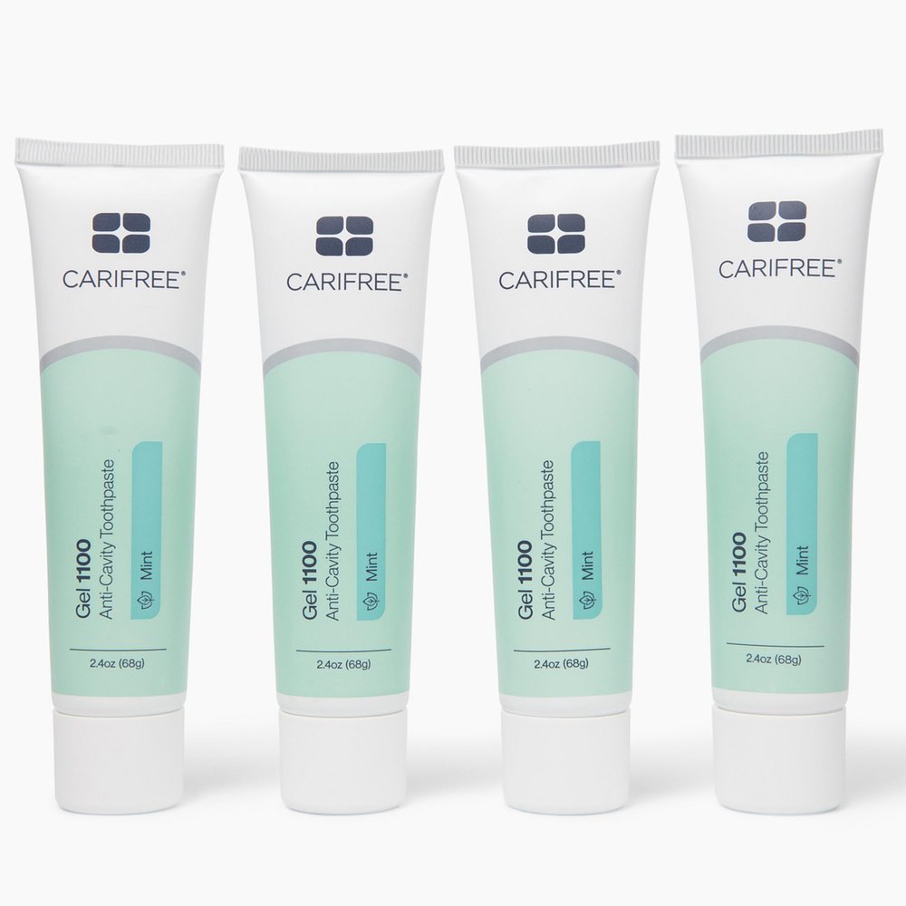 CariFree Gel 1100, Mint Flavored, Anti-Cavity Fluoride Toothpaste with Nano Hydroxyapatite for pH Neutralization, Enamel Protection, Dentist Recommended for Kids and Adults (Pack of 4)